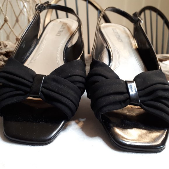Ellen Tracy Black Low Heel Open Toe Sling Back - Picture 2 of 10